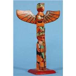 George Nelson Carved and Painted Totem - Unsigned 9 1/2" H. 6 5/8" W.  Fine Condition
