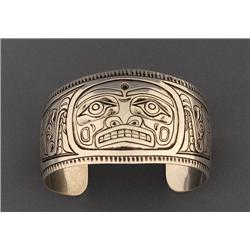 Russell Smith Silver Bracelet with Killer Whale and Bear - Signed Awasatlas 6 1/4" L. 1 1/2" W.  Fin