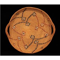 Salish Handled Tray with Imbricated Design 15" W.  Good Condition