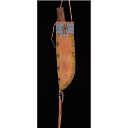 Sioux Beaded Knife Sheath with Knife 10" L. (Without Drop) 2 3/4" W.  Good Condition