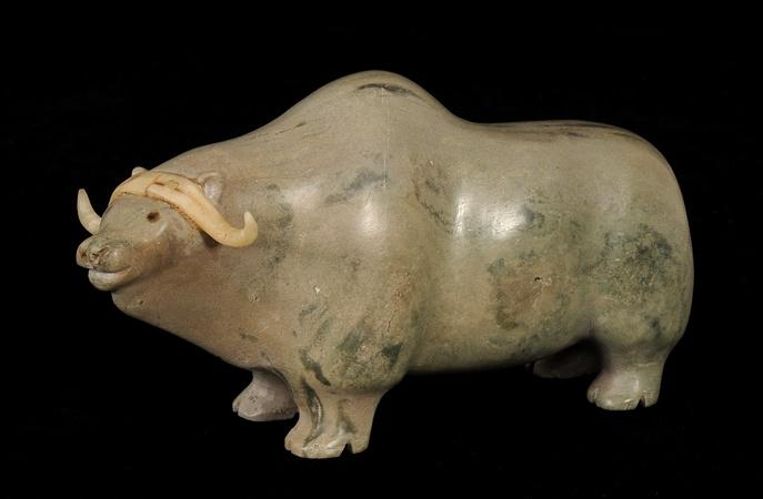 Inuit Sculpture of a Musk Ox by A. Kadlon 7 1/2
