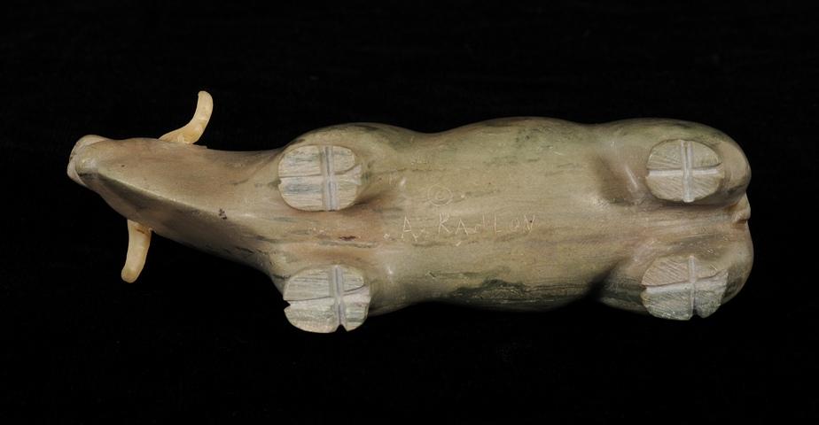 Inuit Sculpture of a Musk Ox by A. Kadlon 7 1/2