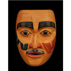 Northwest Coast Portrait Mask Signed Fan 86 #1  8" H. 6" W.  Good Condition
