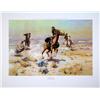 Image 3 : Lot of 7 prints consisting of: A) "The Smoke  Signal" by Frederic Remington. Image size  approx. 16 
