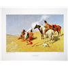 Image 5 : Lot of 7 prints consisting of: A) "The Smoke  Signal" by Frederic Remington. Image size  approx. 16 