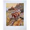 Image 7 : Lot of 7 prints consisting of: A) "The Smoke  Signal" by Frederic Remington. Image size  approx. 16 