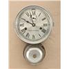 Image 2 : Seth Thomas old circular nickel plated ship’s  clock with alarm bell mounted on the bottom,  approx.