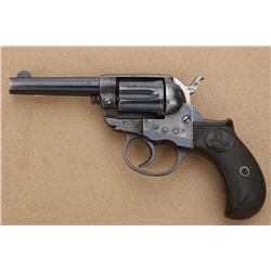 Colt Model 1877 Lightning DA ejectorless  revolver, .38 cal., 3-1/2” round barrel, blue  and case ha