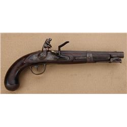 Model 1826 U.S. Naval Single Shot flintlock  pistol by W. L. Evans, .54 cal., 8-1/2”  barrel, brown