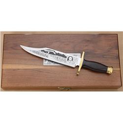 Commemorative Bowie Knife, Republic of Texas  series, showing engraved commemorative motifs  of the 