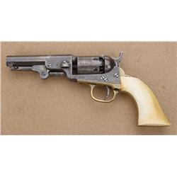 Colt Model 1849 Pocket percussion revolver,  .31 cal., 4” octagon barrel, silver finish,  ivory grip