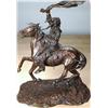 Image 1 : Original Western bronze by Ernie Burke  entitled War Signal, showing brave on  horseback with Spring