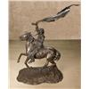 Image 2 : Original Western bronze by Ernie Burke  entitled War Signal, showing brave on  horseback with Spring