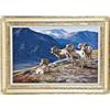 Image 1 : Excellent original oil painting on board  entitled “Above the Pass” showing four  big-horn sheep by 