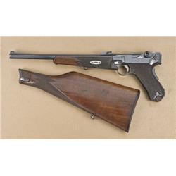 Original model 1902 Luger carbine, 7.65 Luger  caliber, 11-3/4” barrel, 300m rear sight,  blued fini