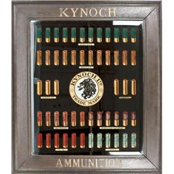 Advertising mirror from late 19th to early  20th century, Kynoch ammunition, measuring  31” by 26-1/