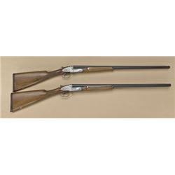 Pair of Bernadelli 20ga side by side  shotguns, Roma #4 Ejector model, 20ga,  boxlocks with sideplat