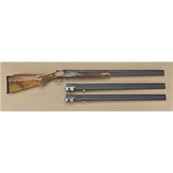 Perazzi SC3 factory three-barrel set, 12ga,   serial #32285. Barrel #1 measures approx.  29-1/2”, is