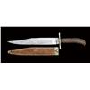 Image 1 : Large clip point Bowie knife by Barnes and  Son Sheffield, with five etched blade and  original scab