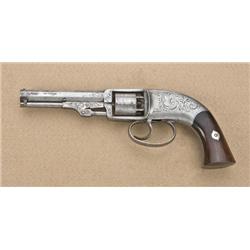 Engraved C. S. Pettingill Third Model  hammerless Pocket percussion revolver, .31  cal., 4-1/2” octa