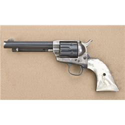 Customized Colt SAA revolver, .45 cal.,  5-1/2” barrel, blue and case hardened finish,  pearl grips,