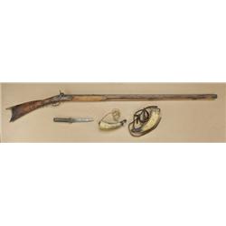 Full stock percussion plains type rifle, .52  cal., 44” octagon barrel, lock plate marked  “Golcher”