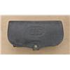 Image 1 : Indian war period cartridge box with large US  embossed at center. Fabric loops in three  rows in in