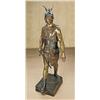 Image 1 : Original 19th or early 20th century bronze  statue showing  ancient warrior with sword in  armor. Me