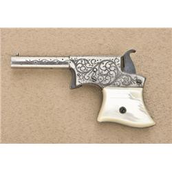 Remington Vest Pocket “Saw Handle” punch dot  engraved derringer, .22 cal., 2-1/4” barrel,  nickel f