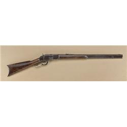 Winchester Model 1873 lever action rifle, .38  WCF cal., 24” octagon barrel, blue finish,  wood stoc