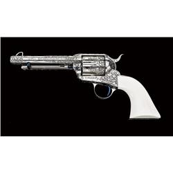 Custom engraved Colt third generation Colt  SAA revolver, 44-40 cal., 5-1/2  barrel,  nickel finish 