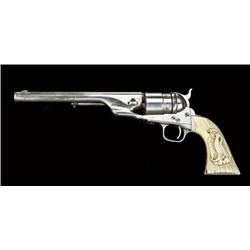 Colt model 1860 1st type Richards conversion,  8” barrel, .44 centerfire, nickel plated,  raised car