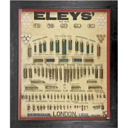 Eley cartridge board advertising prize metal  with picture of this award from 1876  Philadelphia exp