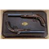 Image 2 : Pair of cased dueling/target pistols signed  on locks and barrels “Robin a Mexico”. The  pistols mea