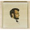 Image 1 : Mixed media artwork showing a stylized  portrait of Abraham Lincoln signed T. McFall  measuring appr