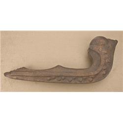 Carved wood club, 18th to 19th century, ball  type, crudely chip-carved, measuring approx.  18” from
