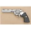 Image 1 : Colt Python Model DA revolver, .357 Magnum  cal., 6” ventilated rib barrel, nickel  finish, checkere