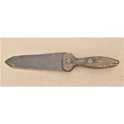 Relic condition dag-type knife with thin  trade-steel type blade, 12” overall, blade  approx. 7” by 