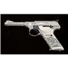 Image 1 : Colt Woodsman .22 caliber semi-automatic  pistol, 4-1/2” barrel, factory engraved by  Howard Dove in