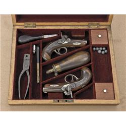 Double cased pair of Philadelphia Deringers,  Agent marked “N. Curry & Bro., San Franco,  Cala, Agen