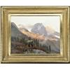 Image 1 : Excellent original oil painting of grizzly in  Rocky Mountain range, in early spring, by  noted Amer