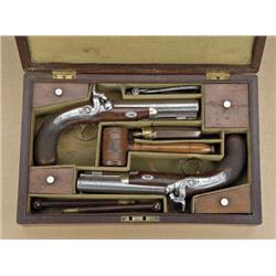 Pair of American percussion belt sized  pistols with styling similar to Deringer by  John Krider of 