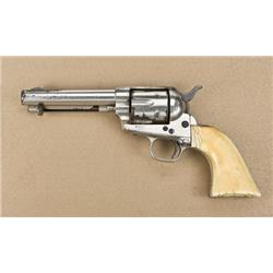 Colt Single Action Army revolver, .45  caliber, barrel reduced to 4-7/8”, nickel  finish, ivory grip