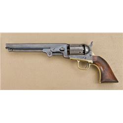 Colt 1851 Navy revolver, .36 caliber  percussion, blue and case hardened finish,  varnish wood grips