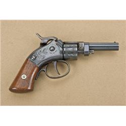 Mass. Arms Co. Maynard tape-primed revolver,  .28 caliber, self-revolving, 6-shot cylinder,  showing