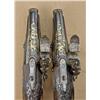 Image 3 : Pair of royal quality French flintlock  pocket-size pistols with ornate silver  mounts, blue and gol