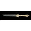 Image 1 : Finely made miniature dagger with gold or  gold gilted hilt showing Russian eagle and  small red gem