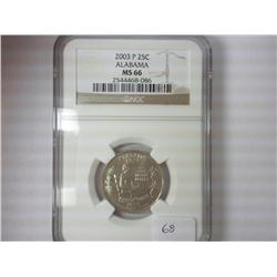 2003-P ALABAMA QUARTER NGC MS66