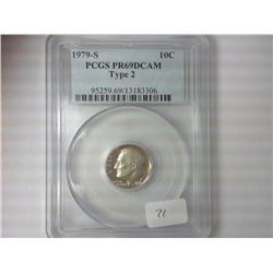 1979-S TYPE 2 ROOSEVELT DIME PCGS PR69DCAM