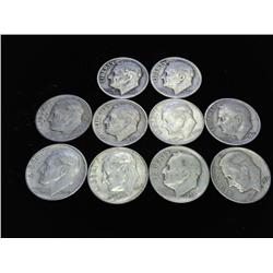 10 ASSORTED SILVER ROOSEVELT DIMES